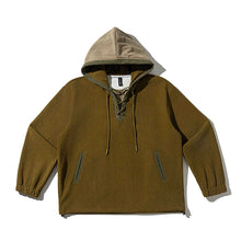 Load image into Gallery viewer, Retro Corduroy Color-blocked Hoodie Sweatshirt
