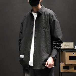 Loose Square Collar Solid Color Large Size Business Shirt