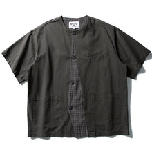 Load image into Gallery viewer, Japanese Retro Patchwork Collarless Shirt
