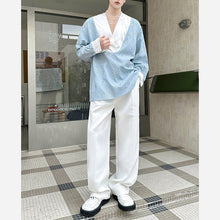 Load image into Gallery viewer, V-neck 3D Woven Floral Patchwork Shirt
