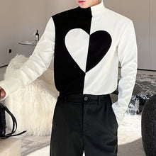 Load image into Gallery viewer, Black and White Patchwork Turtleneck T-Shirt
