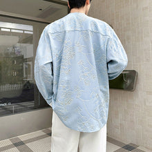 Load image into Gallery viewer, V-neck 3D Woven Floral Patchwork Shirt
