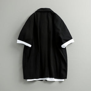 Cotton Japanese Retro Wooden Horn Button Shirt