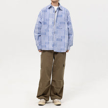 Load image into Gallery viewer, Spliced Lapel Pocket Loose Plaid Shirt
