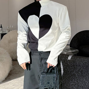 Black and White Patchwork Turtleneck T-Shirt