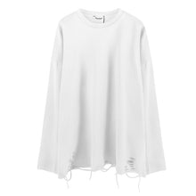 Load image into Gallery viewer, Ripped Hem Solid Long-sleeved T-shirt
