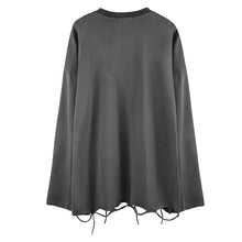Load image into Gallery viewer, Ripped Hem Solid Long-sleeved T-shirt
