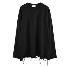 Load image into Gallery viewer, Ripped Hem Solid Long-sleeved T-shirt

