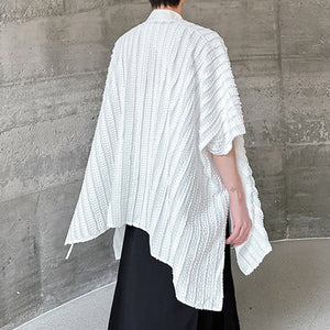 Irregular Pleated Pace-up Half-sleeve Silhouette Cape