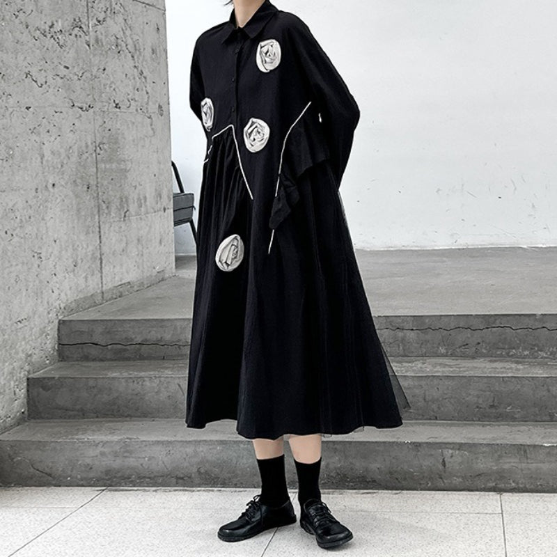 3D Flower Loose A-line Dress