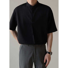 Load image into Gallery viewer, Loose Stand Collar Ice Silk Texture Casual Shirt
