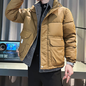 Fake Two Piece Stand Collar Cotton Coat