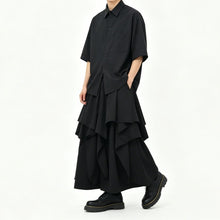 Load image into Gallery viewer, Japanese High-waist Asymmetrical Ruffle Wide-leg Skirt-pants
