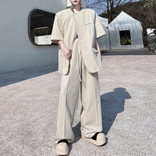 Load image into Gallery viewer, Solid Color Round Neck Shirt Loose Casual Draped Trousers Two-piece Suit
