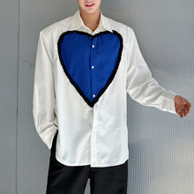 Load image into Gallery viewer, Casual Blue Heart Patchwork Shirt
