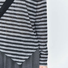 Load image into Gallery viewer, Crew Neck Striped Casual Irregular Hem Shirt
