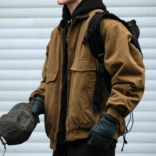 Load image into Gallery viewer, Retro Patchwork Loose-fitting Thick Collared Jacket
