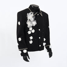 Load image into Gallery viewer, 3D Floral Beaded Shoulder-padded Jacket
