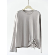 Load image into Gallery viewer, Women's Side Drawstring Hanging Tie Adjustable Loose Long Sleeve T-Shirt
