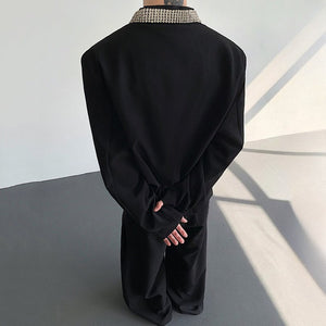 Inlaid Crystals Padded Shoulder Suit Jacket