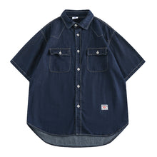 Load image into Gallery viewer, Denim Short-sleeved Loose Work Shirt

