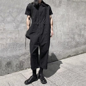 Men's Summer Black Loose Jumpsuit