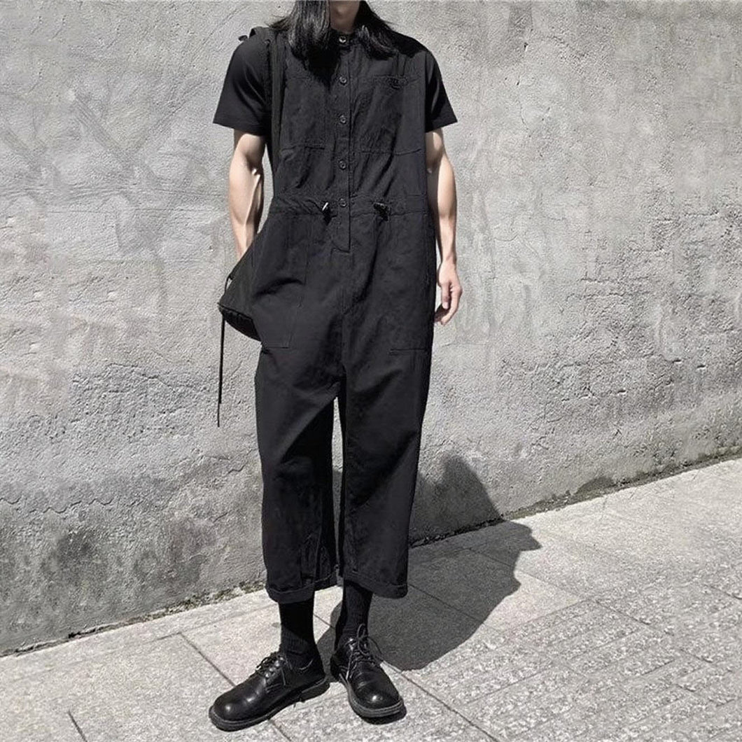Men's Summer Black Loose Jumpsuit
