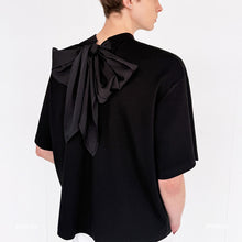 Load image into Gallery viewer, Scarf Ribbon Silhouette Short Sleeves T-shirt
