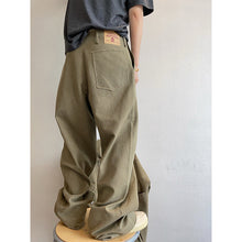 Load image into Gallery viewer, Retro Frayed Pleated Straight-leg Cargo Pants
