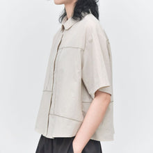 Load image into Gallery viewer, Women's Japanese Minimalist Zigzag Stitch Short Sleeve Shirt
