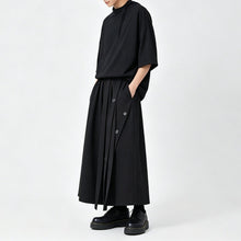 Load image into Gallery viewer, Japanese Loose Half Sleeve T-shirt High-waist Patchwork Wide-leg Skirt-pants Two-piece Set
