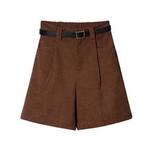 Load image into Gallery viewer, Retro Solid Color Corduroy Elastic High-waisted A-line Wide-leg Shorts
