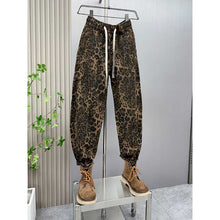Load image into Gallery viewer, Leopard Print Jacquard Loose Straight Leg Casual Pants
