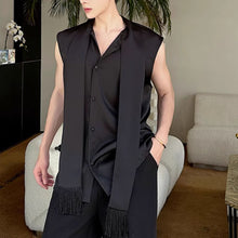 Load image into Gallery viewer, Sleeveless Satin Waistcoat Shirt
