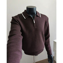 Load image into Gallery viewer, Half-zip Collar Pullover Knit Polo Shirt
