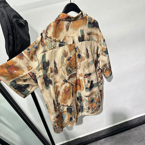 Vintage Distressed Loose Lapel Shirt