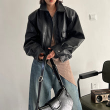 Load image into Gallery viewer, Short Vintage Leather Jacket
