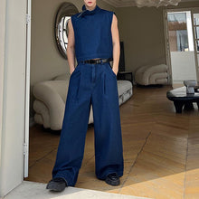 Load image into Gallery viewer, Stand Collar Denim Vest Jeans Two-Piece Set
