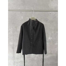 Load image into Gallery viewer, Stand-up Collar and Belted Waist Wool Coat
