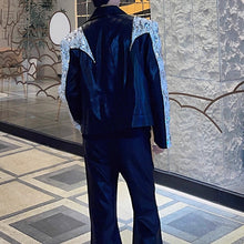 Load image into Gallery viewer, Heavy Rivet Sequin Patchwork Shoulder Pad Jacket
