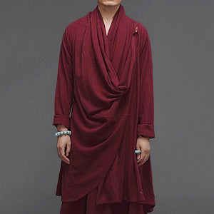 Vintage Cotton and Linen Loose Meditation Cape Jacket Harem Pants Two-piece Set