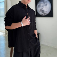 Load image into Gallery viewer, Solid Color Seersucker Loose Casual Shirt

