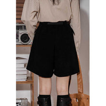 Load image into Gallery viewer, Retro Solid Color Corduroy Elastic High-waisted A-line Wide-leg Shorts
