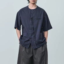Load image into Gallery viewer, Japanese Retro Patchwork Collarless Shirt
