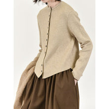 Load image into Gallery viewer, Women's Curved Hem Crew Neck Loose Knit Cardigan Sweater
