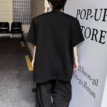 Load image into Gallery viewer, Button Pleated Irregular Shoulder Pad T-shirt
