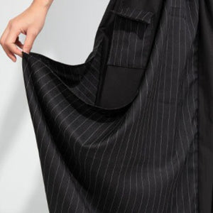 Irregular Striped Patchwork Elastic Waist Culottes