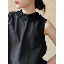Load image into Gallery viewer, Women's Ruffle Trim Petal Collar Sleeveless Blouse
