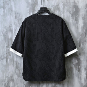 Round Neck Jacquard Short Sleeve Shirt