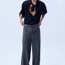 Load image into Gallery viewer, Deep V Neck Oversized Draped Tie Neck Shirt
